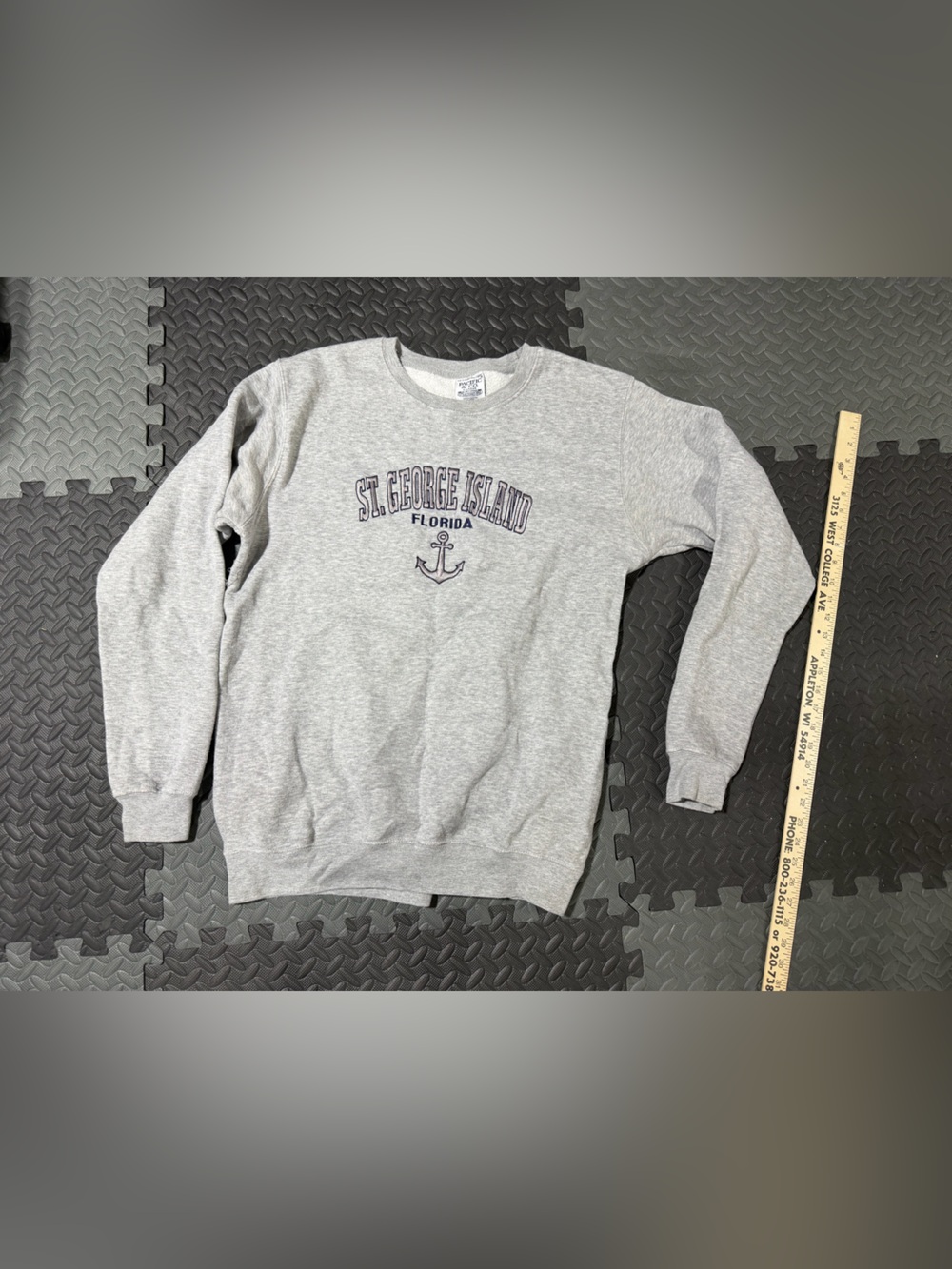 Men's XL Grey St. George Island Florida Crew Neck Sweatshirt